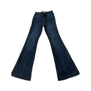 Altar'd State Dark Wash Front Seam Flare Jeans Size 25 High Rise Retro Denim